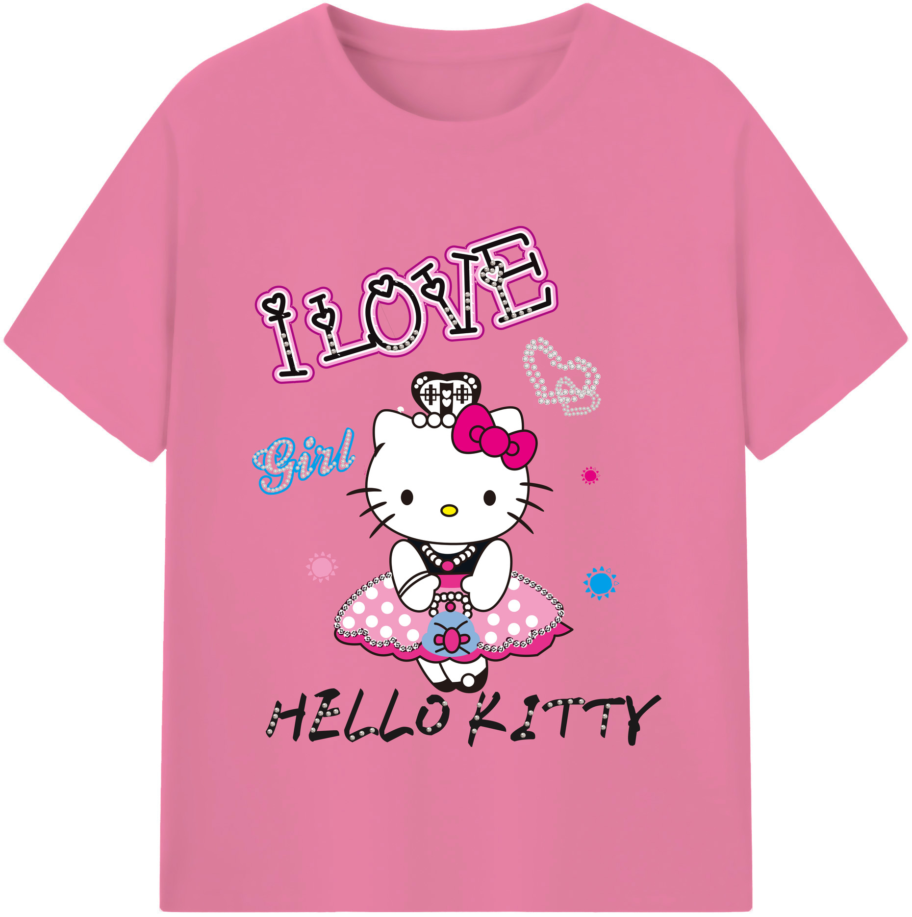 （画像用） Hello Kitty ハローキティ 綿100％半袖Tシャツ（フロントプリント）